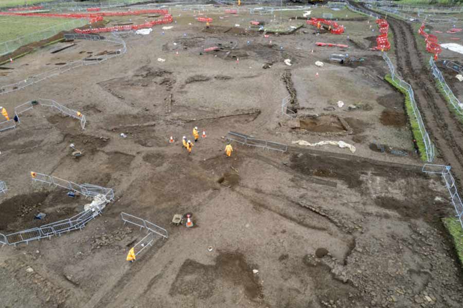 Image of Roman building complex and ruins of 2,000-year-old wall in the Swiss Alps