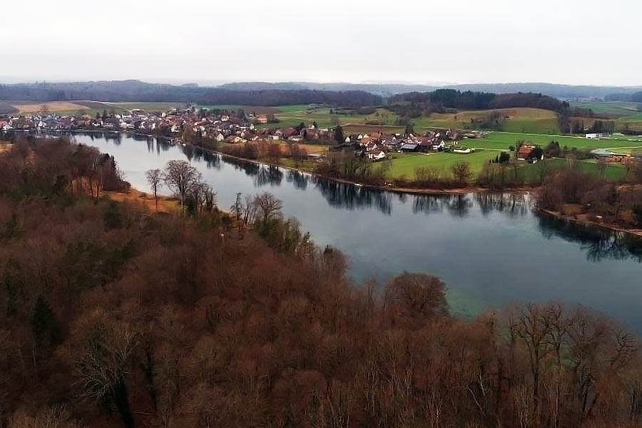 Image of Roman building complex and ruins of 2,000-year-old wall in the Swiss Alps