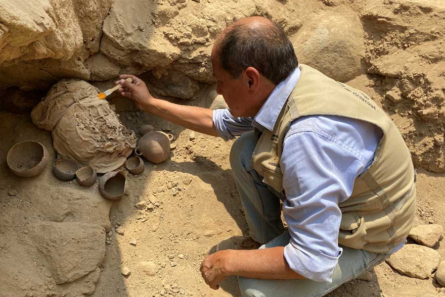 Image of Roman building complex and ruins of 2,000-year-old wall in the Swiss Alps