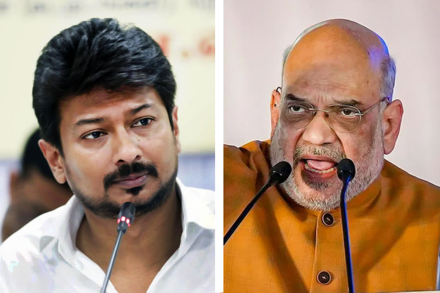 An image of Udhayanidhi Stalin and Amit Shah