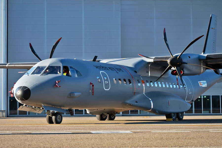 First C-295 aircraft from Airbus Defence and Space in Spain for Indian Air Force landed in Vadodara