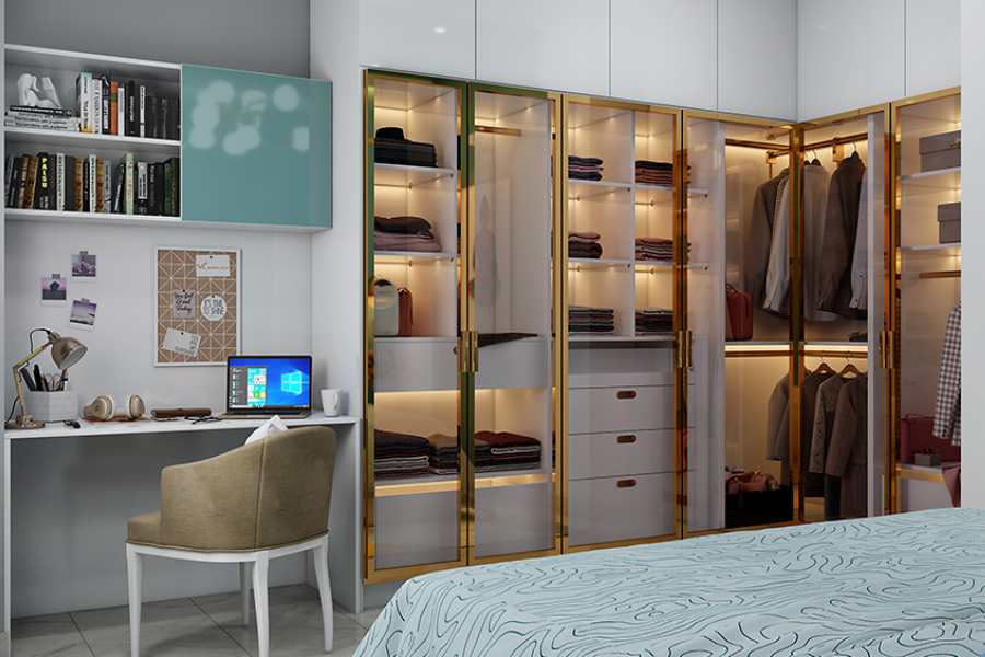 দেওয়াল আলমারি: জিনিসপ্ত্র থেকে জামাকাপড় রাখার জন্য ঘরে বড় পুরনো ধরনের আলমারির বদলে করিয়ে নিন দেওয়ালের সঙ্গে লাগোয়া আলমারি। এগুলি দেখতেও যেমন ভাল তেমনই অনেকখানি জায়গাও থাকে মালপ্ত্র রাখার জন্য। 