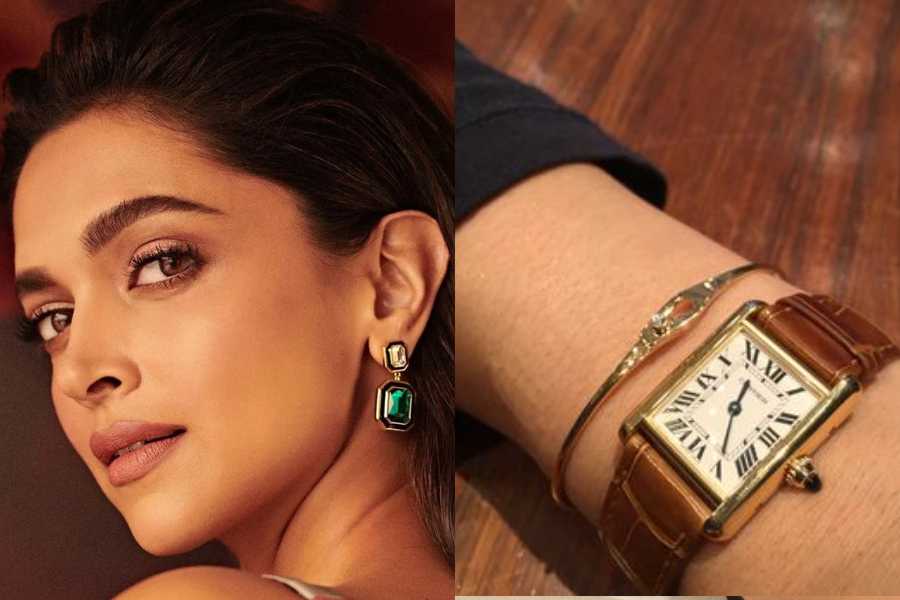 অভিনেত্রী দীপিকা পাড়ুকোনের কার্টিয়ের ট্যাঙ্ক ঘড়িটিও পিছিয়ে নেই এই দৌড়ে। তাঁর ঘড়ির বাদামি চামড়ার স্ট্র্যাপ ও সাদা ডায়ালের লুক মানিয়ে যায় যে কোনও সাজের সঙ্গেই। সাড়ে ২১ লক্ষ দামের ঘড়িটি বেশ অন্য রকম।  