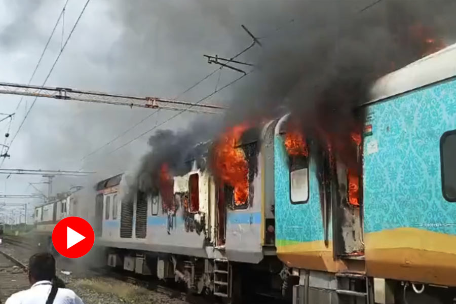 Image of fire on train