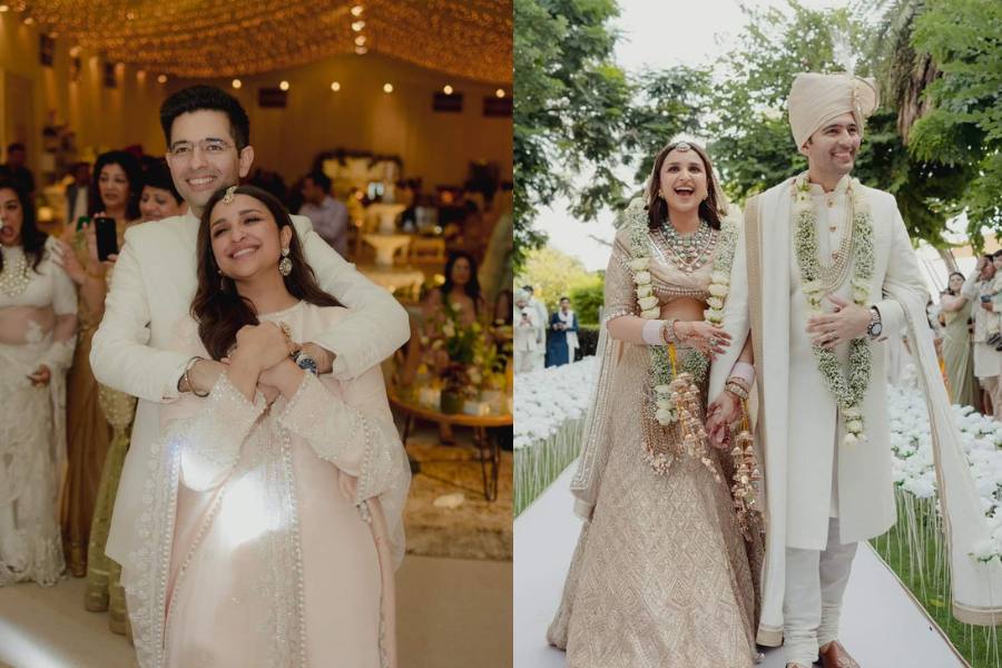 ফ্যাশন দুনিয়ার বড় বড় তারকাদের বিয়ের দিনের চোখ ধাঁধানো সাজ সেই রকমই ইঙ্গিত দিচ্ছে, রাঘব-পরিনীতির বিয়ের সাজেও ব্যতিক্রম নেই এ ক্ষেত্রে।