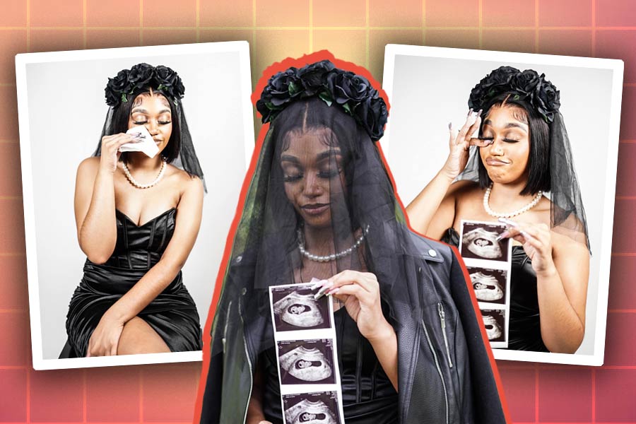 Woman\\\'s pictures from her funeral-themed maternity shoot are viral.
