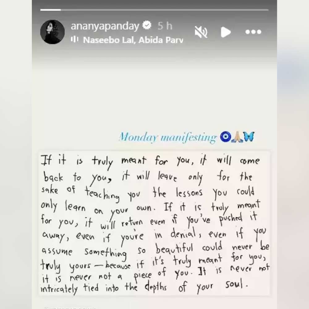 Ananya Pandey shares a cryptic note which sparks breakup rumours with Aditya Roy Kapur 