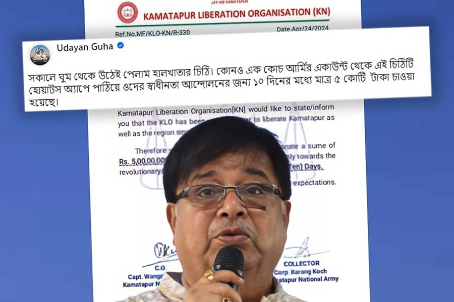 Minister Udayan Guha received threat letter allegedly from KLO dgtld