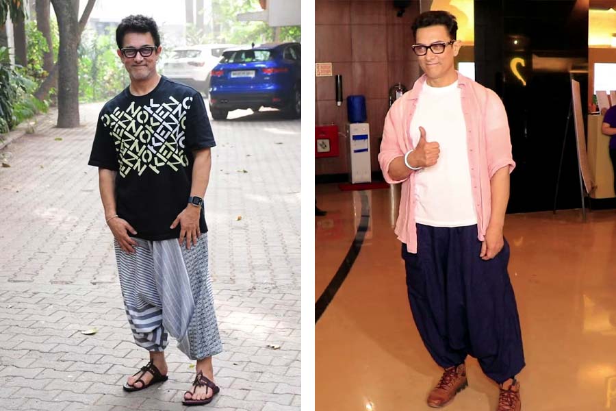 ইদানীং বিভিন্ন ধরনের ট্রাউজ়ার্স পরতে দেখা যাচ্ছে অভিনেতা আমির খানকেও। গরমের দিনে সাদামাঠা টিশার্টের সঙ্গে আমির পরছেন রংবেরঙের বোহো ট্রাউজ়ার্স। কখনও একরঙা, কখনও আবার স্ট্রাইপ প্যাটার্ন করা সুতির বোহো ট্রাউজ়ার্সে ক্যামেরাবন্দি হয়েছেন আমির। মেয়ের বিয়ের সময় নানা অনুষ্ঠানেও এমনই সাজে ধরা দিয়েছিলেন আমির খান। 