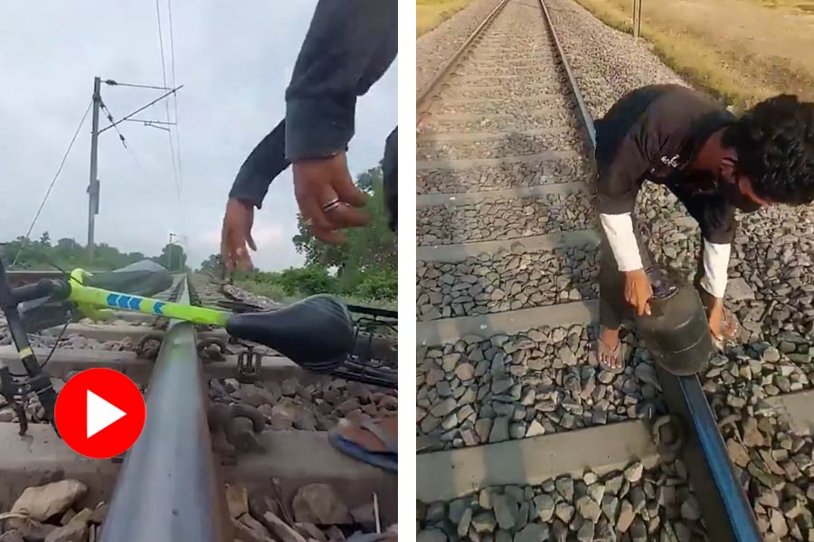 Viral Video of YouTuber putting things on railway track