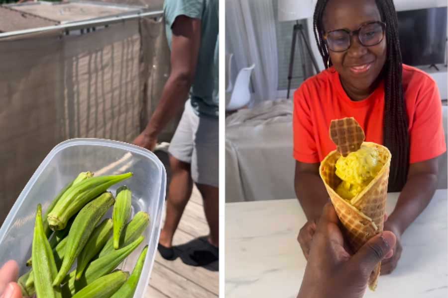 Viral Video of a man who prepares bhindi ice cream using orange and lady finger