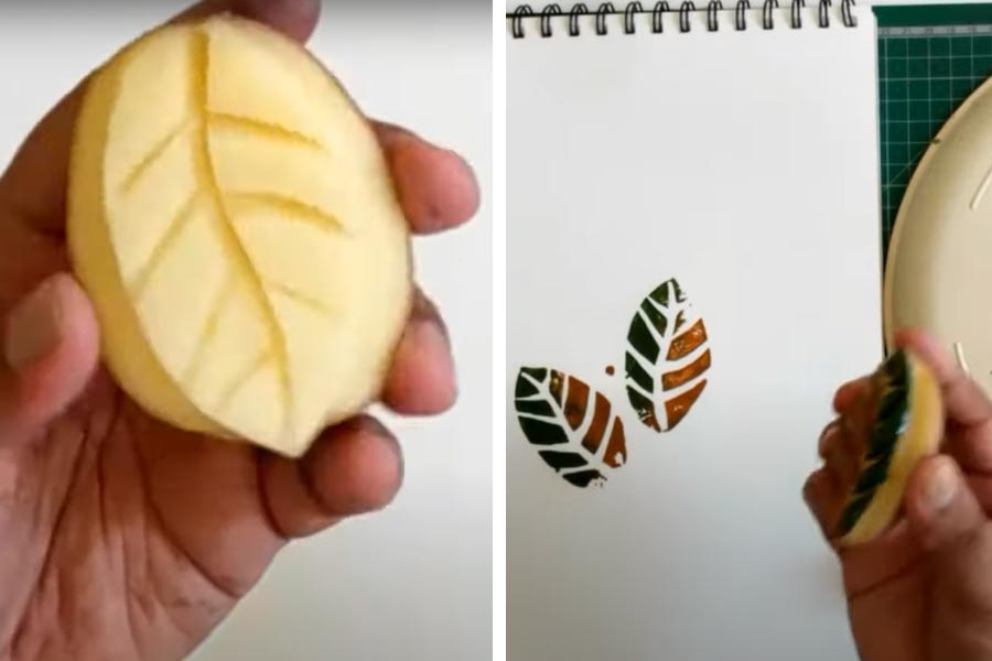 আলু দিয়ে  ছবি আঁকাও যায়।