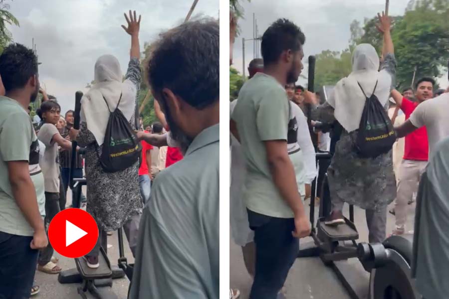 Viral Video of Bangladeshi woman exercising on Sheikh Hasinas elliptical