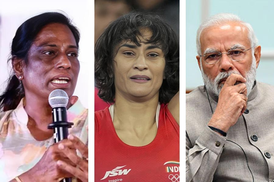 PT Usha, Vinesh Phogat and Narendra Modi