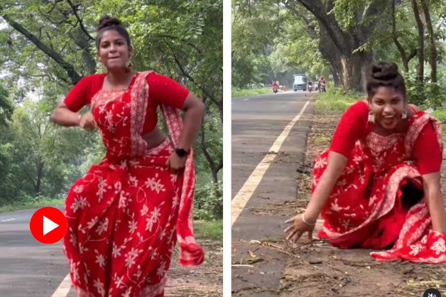 Viral Video of woman fall on roadside while dancing