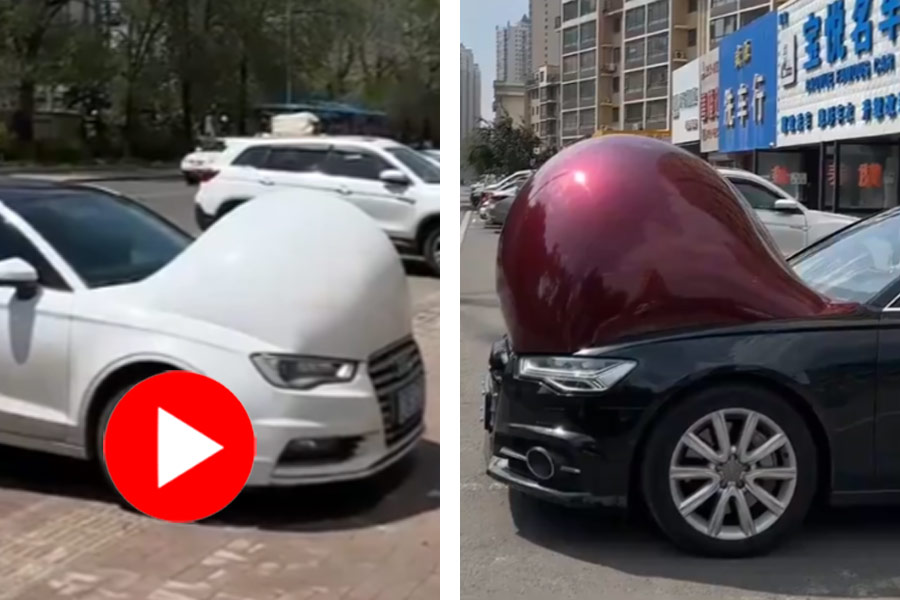 Video of cars with blown-up protective films due to extreme heat in China goes viral people questions reality