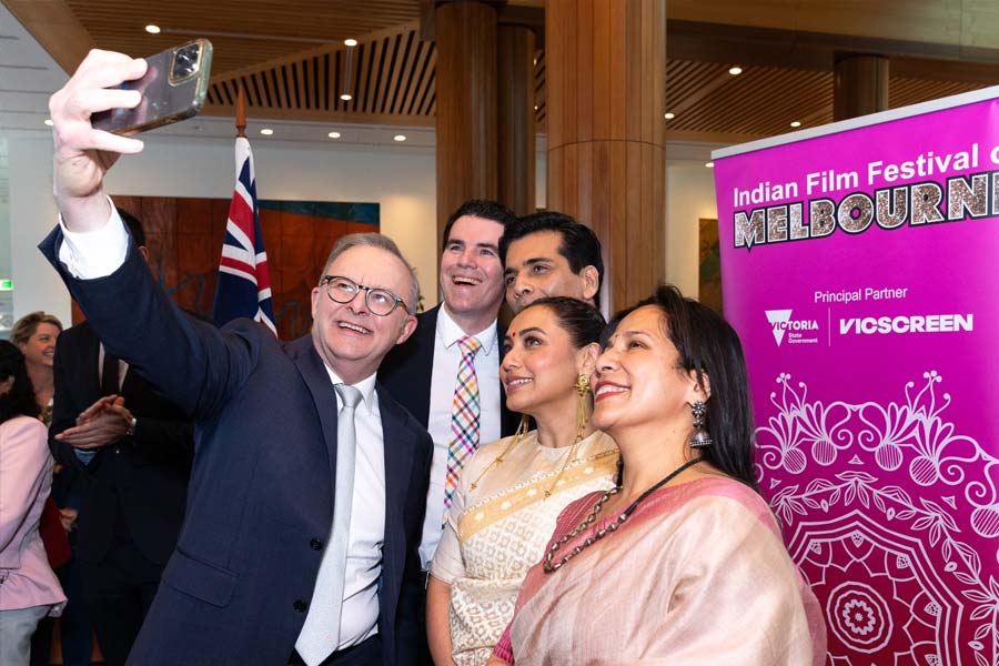 Bollywood actress Rani Mukerji launches stamp in honour of Yash Chopra at Australian parliamen