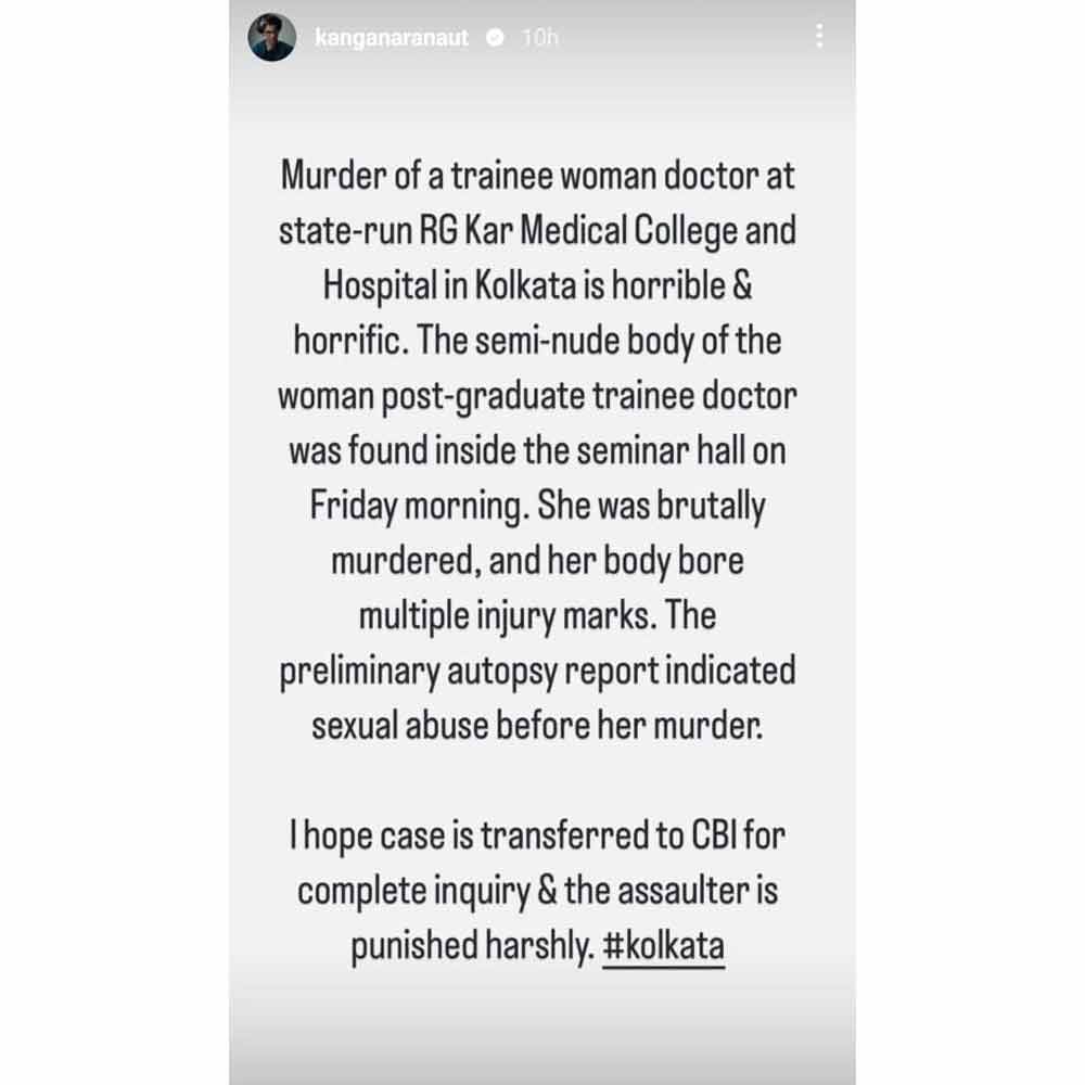 Image Of Kangana Ranaut's Post
