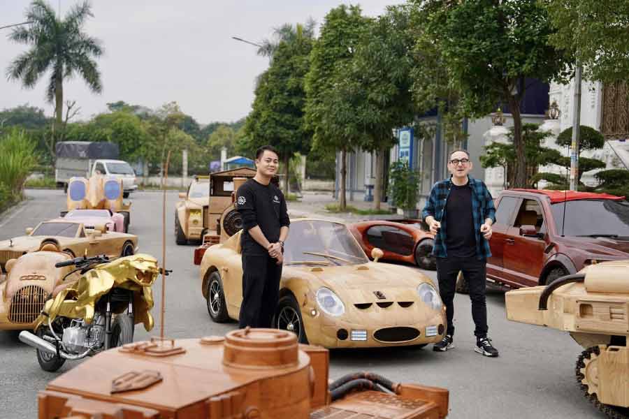 Wooden Electric replica of tesla, Audi, dad builds for his son 