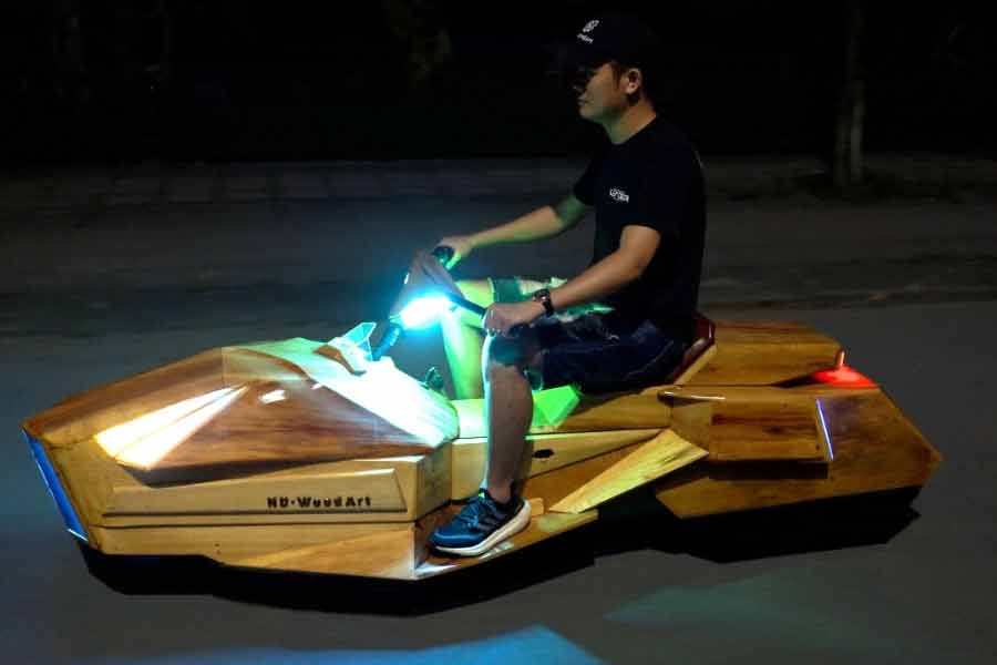 Wooden Electric replica of tesla, Audi, dad builds for his son 