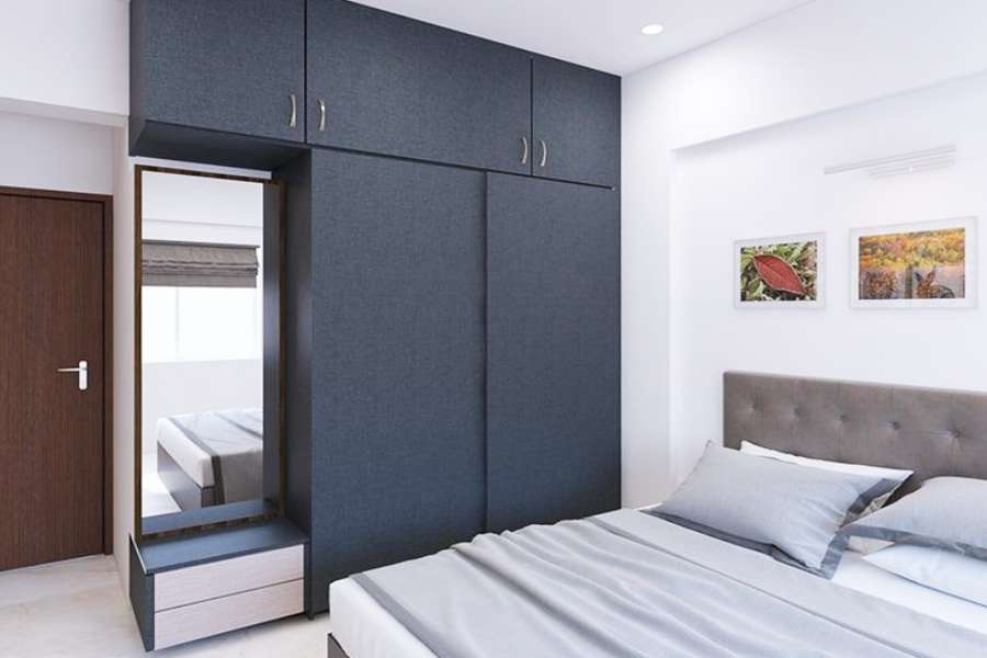 আলমারির সঙ্গে ড্রেসিং টেবিল।