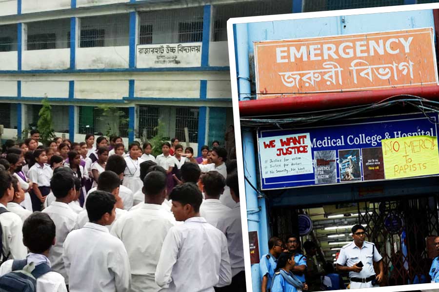 কোচবিহারের স্কুলে প্রতিবাদ আরজি কর-কাণ্ডের আবহে।