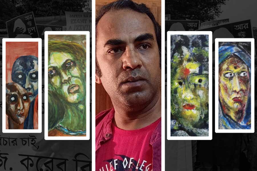 Begali actor Loknath Dey drew paintings in protest of RG Kar incident