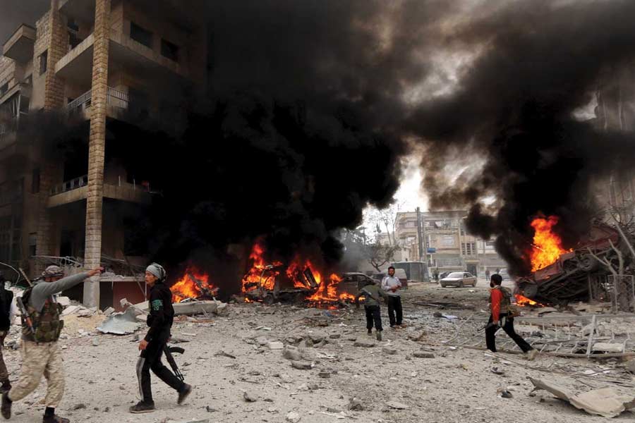 Syria civil war Russian airstrike in Aleppo after rebels capture city 