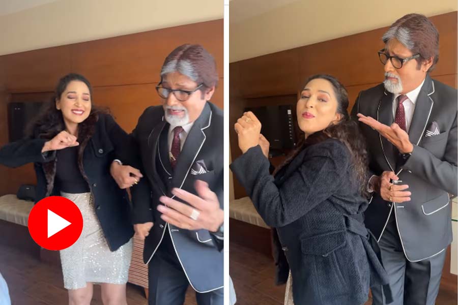 Amitabh Bachchan and Madhuri Dixit’s lookalikes dances to Oye Makhna song, video went viral