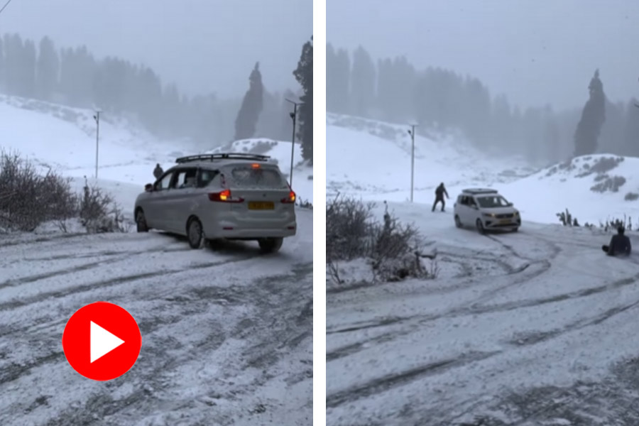 Car spinning out of control amid heavy snowfall in Kashmir, video goes viral