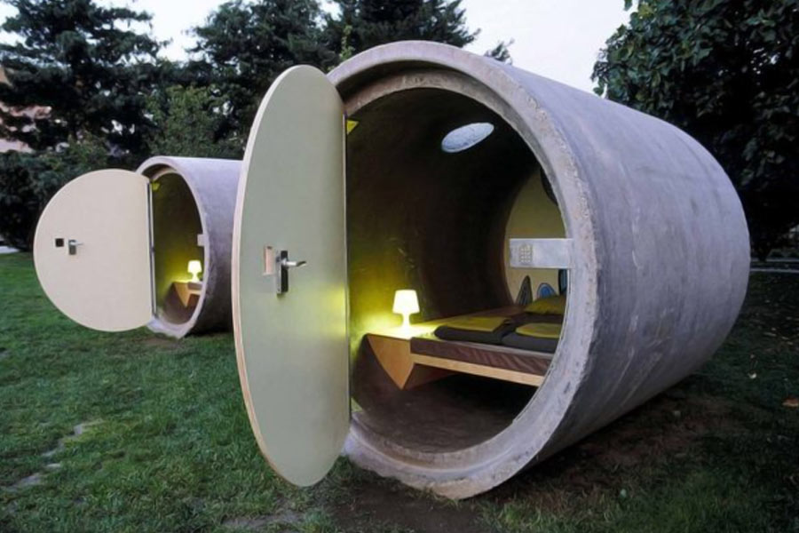 World smallest hotel rooms in sewerage pipe in Germany