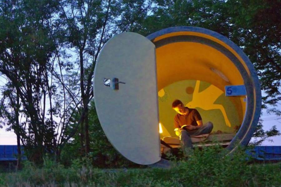 World smallest hotel rooms in sewerage pipe in Germany