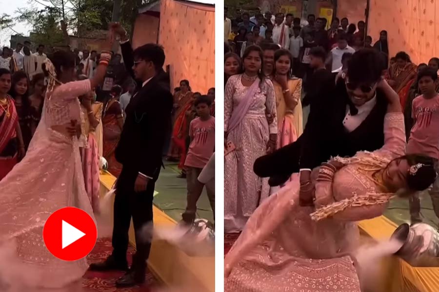 Bride and groom fall on ground while dancing, Video goes viral