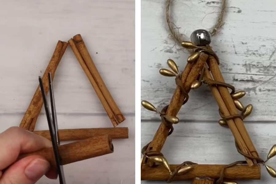 দারচিনি কেটে, জুড়ে নানা রকম নকশা করে ঝুলিয়ে দিতে পারেন ক্রিসমাস ট্রিয়ে।