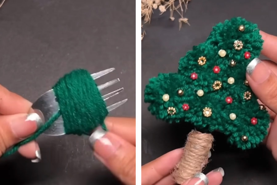উল দিয়ে বানিয়ে ফেলা যায় এমন ক্রিসমাস ট্রি। 
