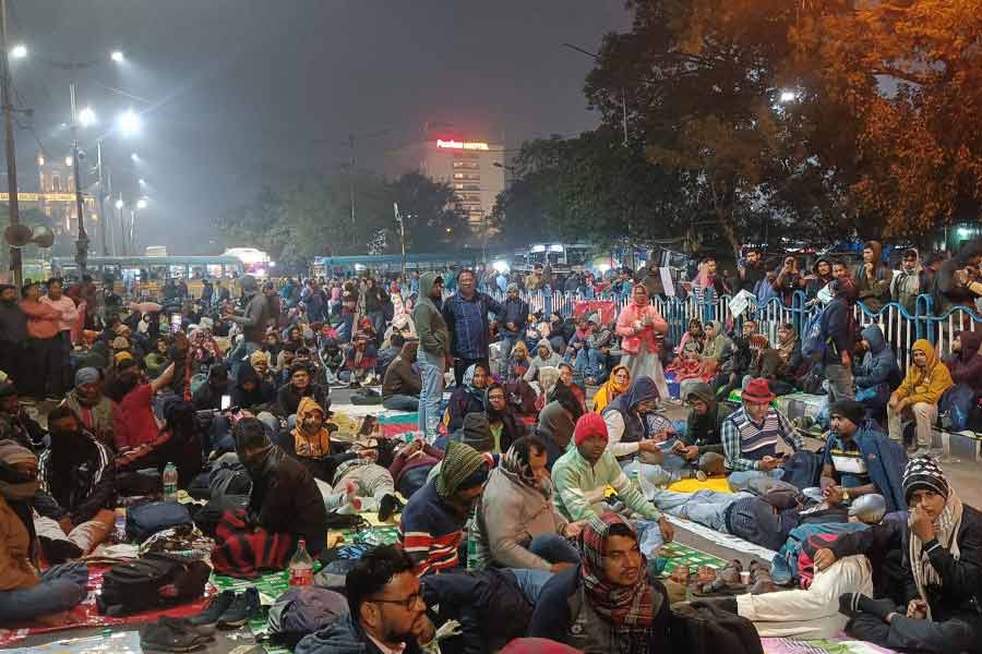 The job aspirants remained seating protest even at night demanding the publication of the panel of eligibles