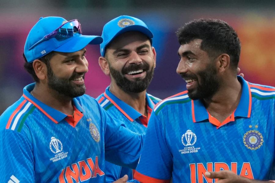 Pictute of Rohit Sharma, Virat Kohli and Jasprit Bumrah