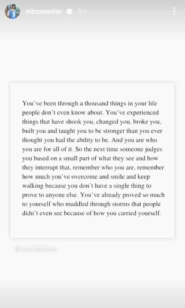 সানিয়ার সেই পোস্ট।