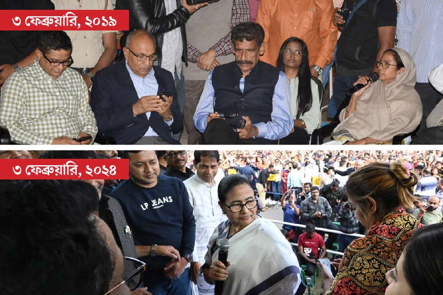 On February 3, 2019, Mamata Banerjee held her first dharna as Chief Minister.