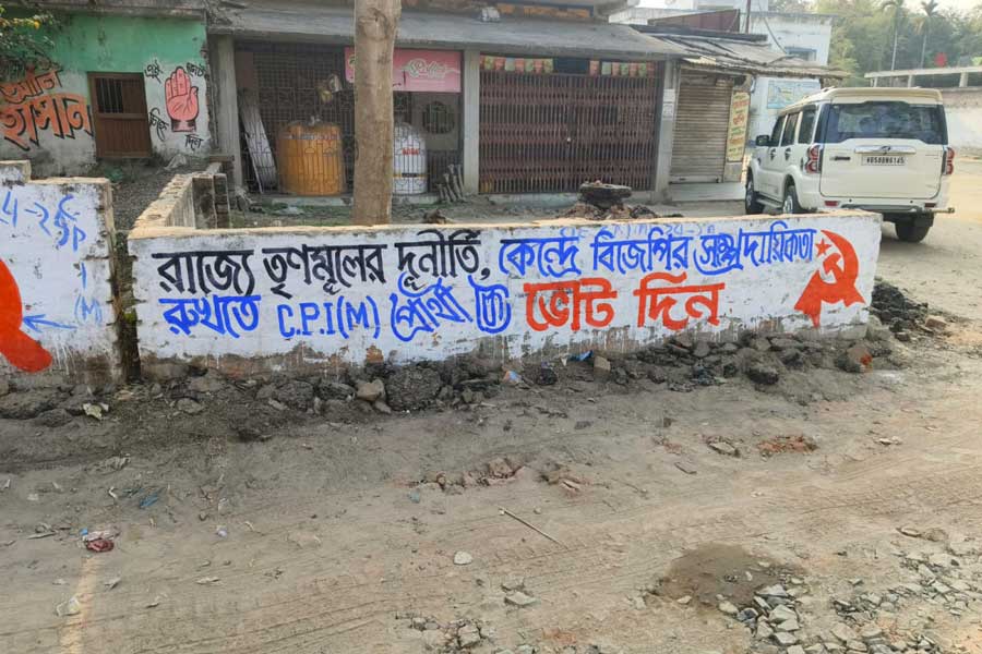 CPM has started wall writing for Lok sabha election campaign