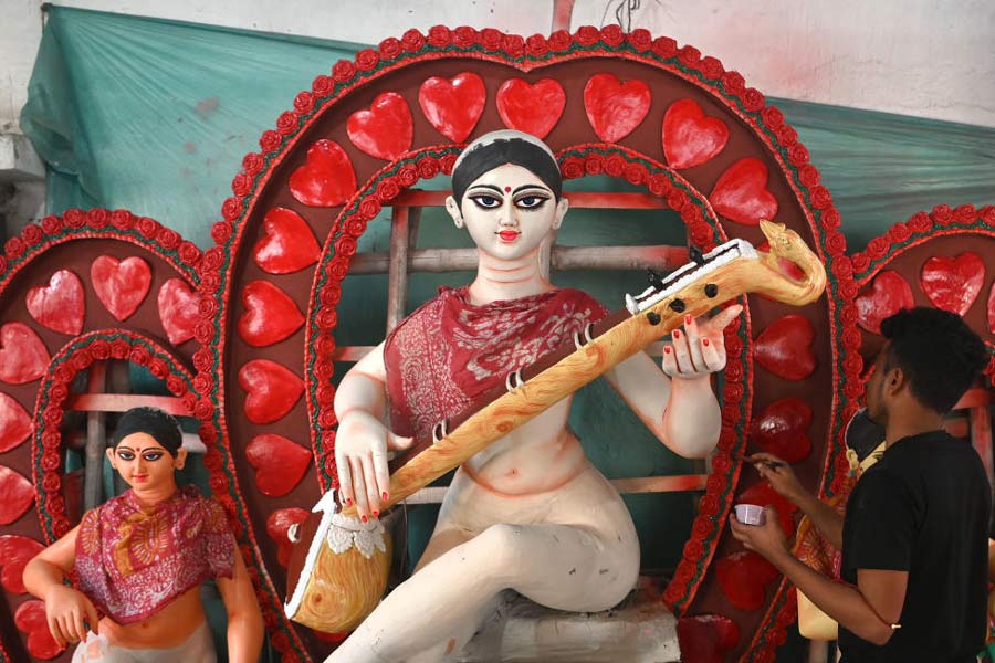 An image of Saraswati Puja