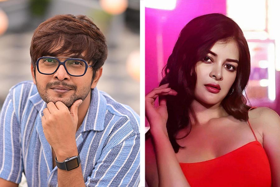 (বাঁ দিকে) সৌরভ চক্রবর্তী, মধুমিতা সরকার (ডান দিকে)।