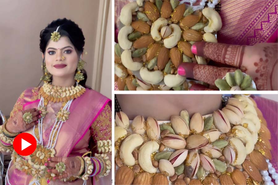 Woman wears Dry Fruit Jewellery on her baby shower, video goes viral