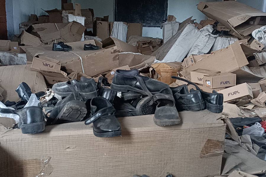A school in Howrah has turned into a godown of shoes, controversy raises