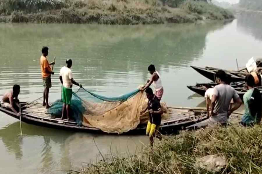 Image of the search in the Jhumi river in ghatal