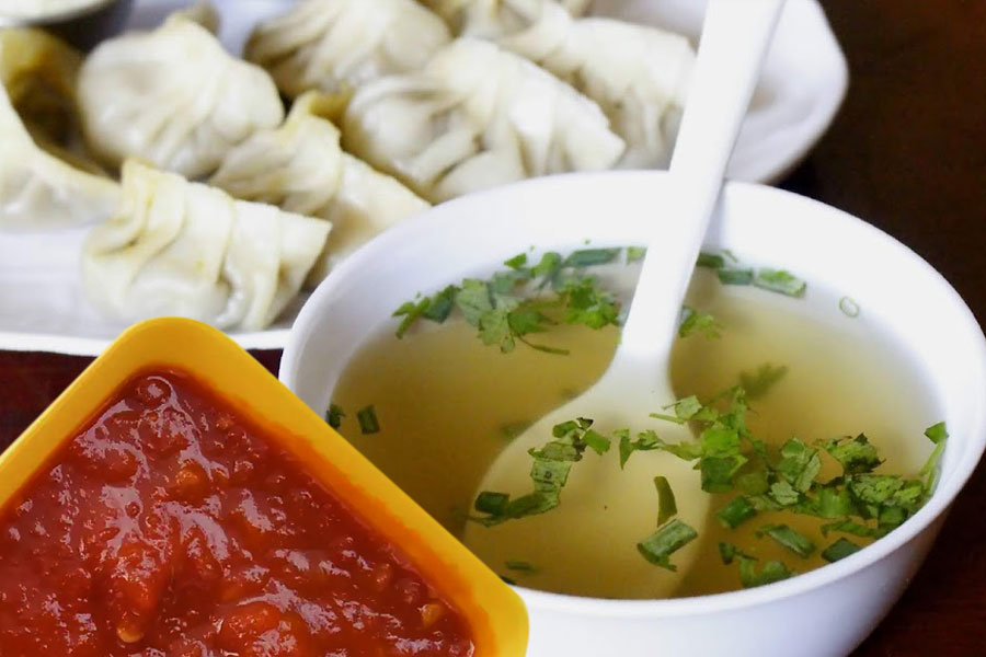 Image of Momo, soup and chatni