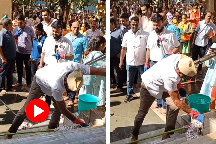Jackie Shroff mop mumbai oldest ram mandir floor video viral on internet