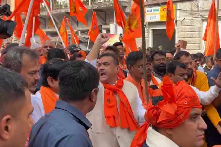 কলকাতায় শুভেন্দুর মিছিল।