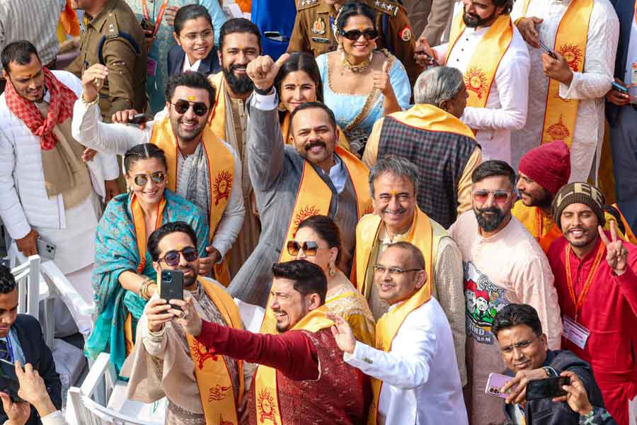Bollywood stars including Alia Bhatt, Ranbir Kapoor, Vicky Kaushal, Katrina Kaif take a selfie at Ram Mandir inauguration
