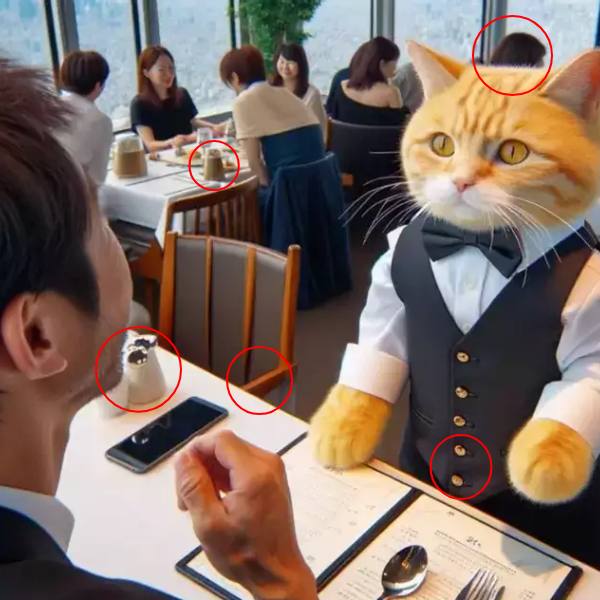 পার্থক্যগুলো লাল রঙে দাগ দেওয়া আছে। 